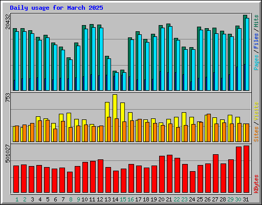 Daily usage for March 2025